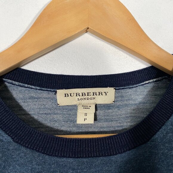 Burberry London Silk Blend Knit Crewneck Sweater Blue Men's size S - Picture 4 of 8